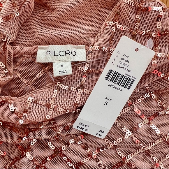 Anthropologie Pilcro Blush Sequin Turtleneck Blouse - Picture 4 of 7